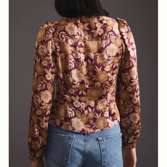 Favorite Daughter x Anthropologie Rami Sm Purple Pink Silky Double Button Front - Picture 15 of 15